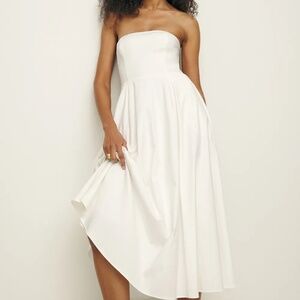 White Strapless Reformation Astoria Dress